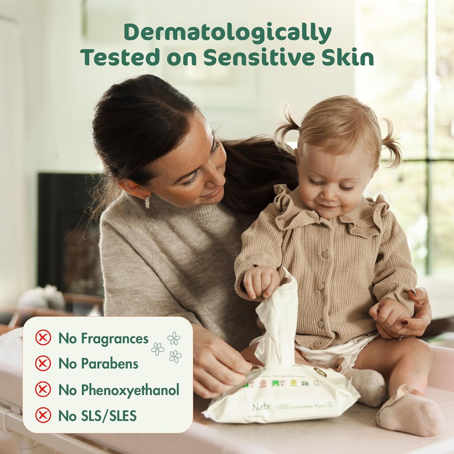 Naty Baby Water Wipes 672 Pack (12 x 56) – 98% Purified Water, Fragrance Free, Plastic Free & Compostable | Gentle for Newborn & Sensitive Skin | Eco Friendly Baby Wipes UK