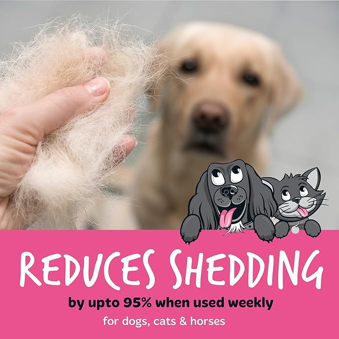 Bugalugs Deshedding Brush for Dogs, Cats, Horses - Pet Grooming Tool that is Gentle & Effective With Wide Shallow Comb, Smooth Groomer for Dog, Cat and Horse