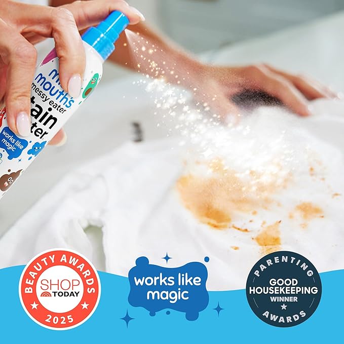 Miss Mouth's Messy Eater Stain Treater Spray - 118 ml Stain Remover - Newborn & Baby Essentials - No Dry Cleaning Food, Grease, Coffee Off Laundry, Underwear, Fabric
