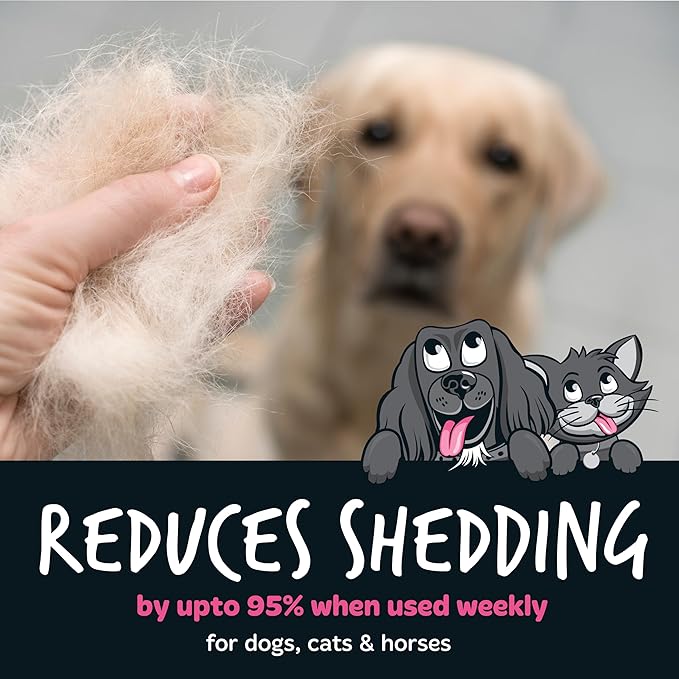 Bugalugs Deshedding Brush for Dogs, Cats, Horses - Pet Grooming Tool that is Gentle & Effective With Wide Shallow Comb, Smooth Groomer for Dog, Cat and Horse (Black)
