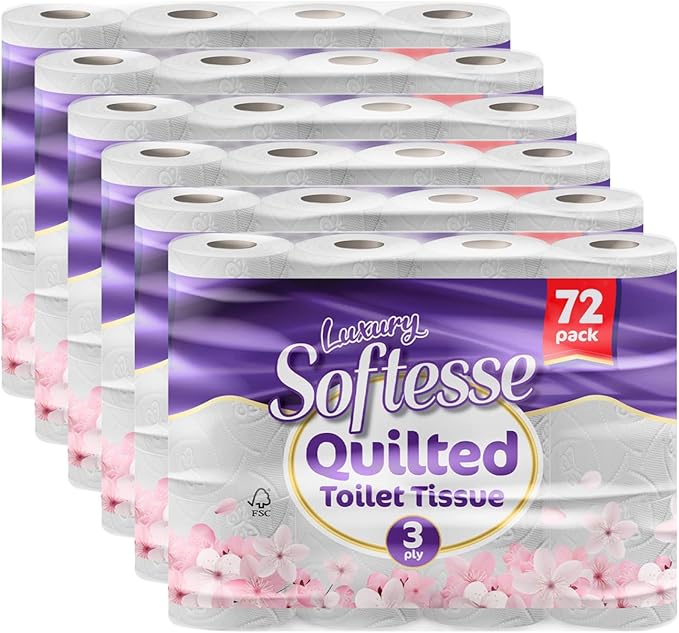 Toilet Paper 60 Rolls, 3 Ply Toilet Rolls Bulk Buy, Luxuriously Soft, Gentle and Hypoallergenic Sustainable Toilet Rolls - Quilted Toilet Roll for Your Family - Dermatologically Tested (60)
