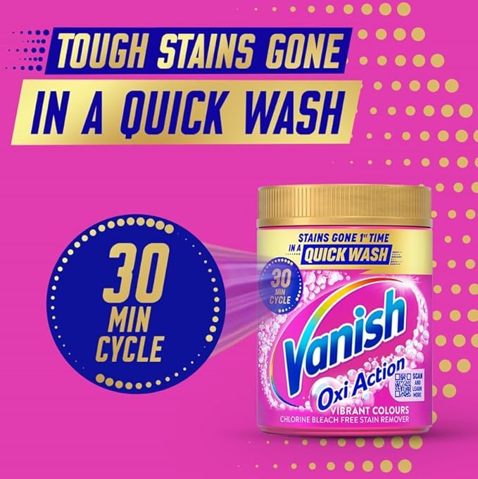 Vanish OxiAction Fabric Stain Remover Powder, 2.4kg Bucket, Pack 1
