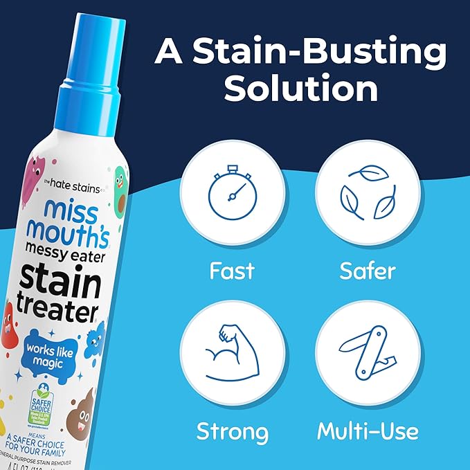 Miss Mouth's Messy Eater Stain Treater Spray - 118 ml Stain Remover - Newborn & Baby Essentials - No Dry Cleaning Food, Grease, Coffee Off Laundry, Underwear, Fabric