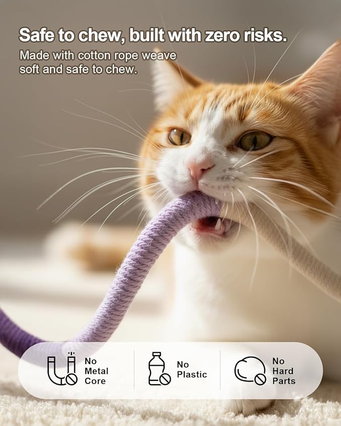 Natural Catnip Chew Rope for Cats – Pack of 3 (27 Inches Each) | Includes Refillable Catnip Pouch | Interactive Cat Toys for Indoor Cats & Kittens | Stress Relief, Dental Health & Enrichment Play