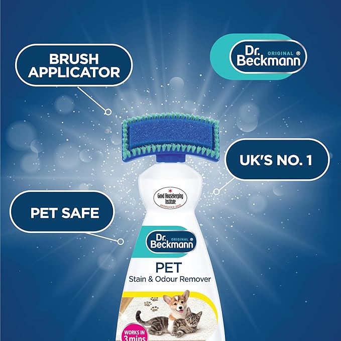 Dr. Beckmann Pet Stain & Odour Remover, Eliminates stains and odours caused by pets, incl. applicator brush, 650 ml