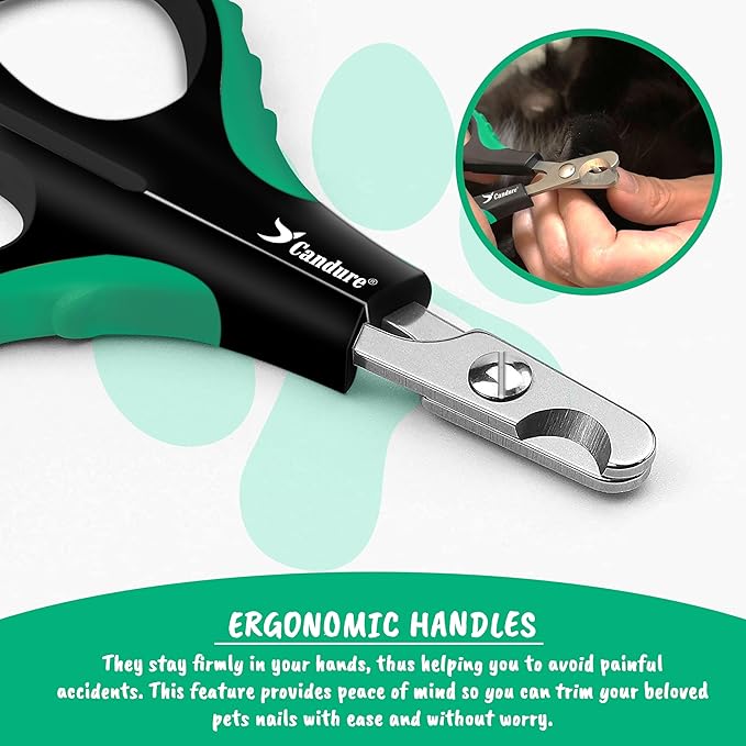Candure Cat Nail Clippers Stainless Steel Cat Claw Trimmers for Rabbits,Guinea Pigs, Birds, Puppies, Kittens and Small Animals- Pet Nail Clipper for Professional and Home Use 3.5" (Green)