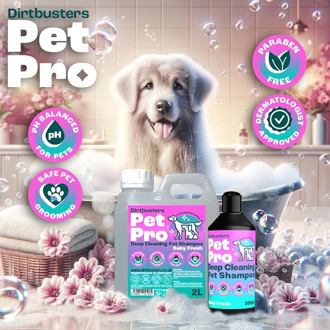 Dirtbusters Pet Pro Dog Shampoo Sensitive Skin (2L) Deep Cleaning Professional Dog Grooming & Puppy Shampoo & Conditioner For Smelly Dogs, Baby Fresh