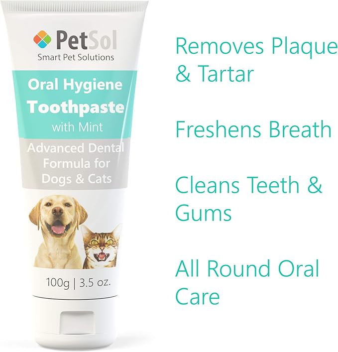 Dental Care Kit for Dogs & Cats Toothpaste (100g) with 3 x Toothbrushes to Clean Pet's Teeth, Remove Plaque and Tartar, Improve Gum and Tooth Health & Pet Oral Hygiene
