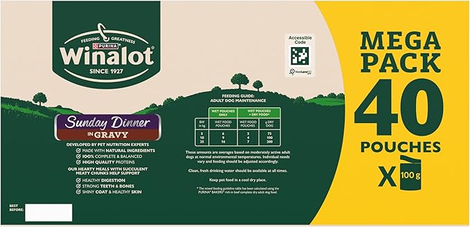 WINALOT Sunday Dinner Mixed in Gravy Wet Dog Food Pouches 40x100g