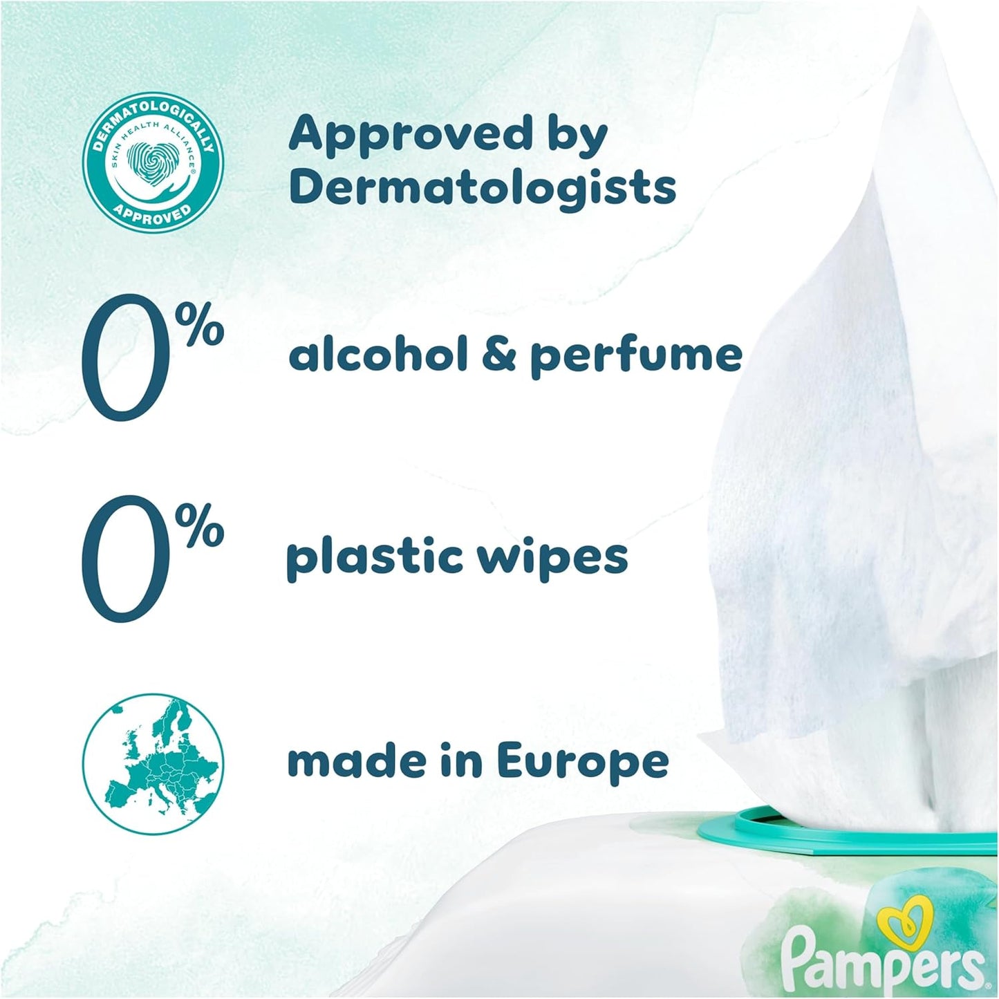 Pampers Harmonie Aqua Baby Wipes – 99% Water, Plastic Free & Gentle Lotion | Helps Restore Natural Skin pH | Suitable for Newborn & Sensitive Skin | 1152 Wipes (24 x 48 Packs)