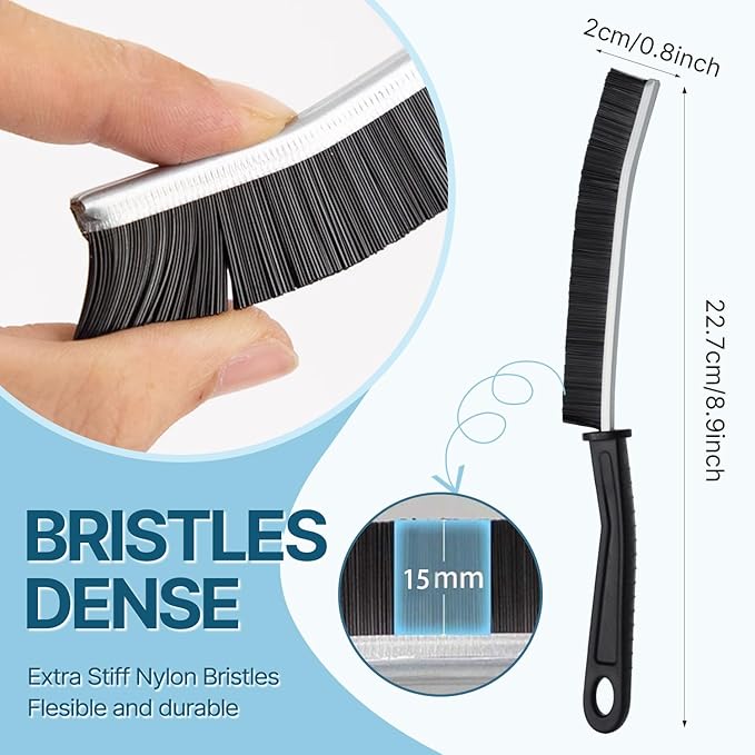 Crevice Cleaning Brush, Bathroom Tile Groove Gap Cleaning Brush,Premium Crevice Cleaning Tool Aluminum Support with 15° Angle Magic Brush, Thin Brush for Home Kitchen