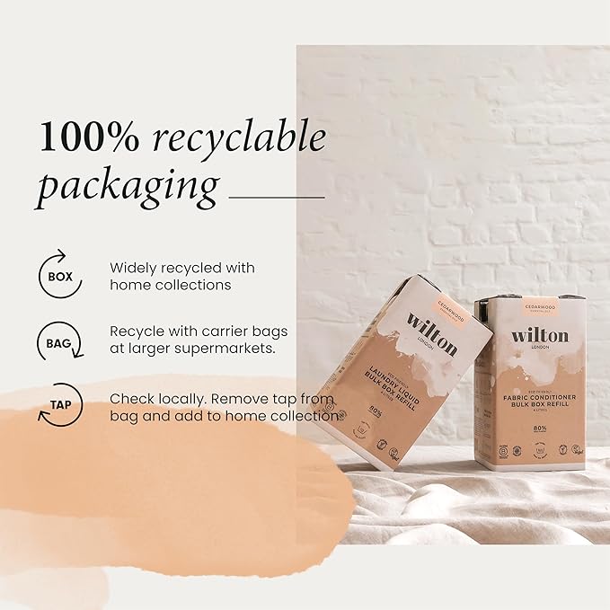 Wilton London Cedarwood Laundry Liquid Refill - 112 Washes - Non-Bio - Plant-based - Biodegradable Detergent - 100% Recylable - Less Plastic - Essential Oils - Make in UK - 4L