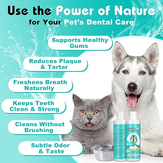 Bailey & buddies Dental Formula Water Additive For Dogs & Cats - Clean Teeth, Healthy Gums & Fresh Breath - Manage Plaque & Tartar Build-Up - No Brushing Needed - Oral Health (Single Pack)