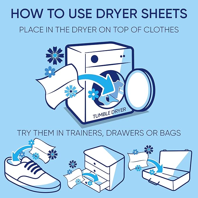2 Pack of Lenor Tumble Dryer Fabric Conditioner Sheets Spring Awakening, 34 Sheets for Clean & Soft Fabrics and Essential Fragrance with Revitalising Scent