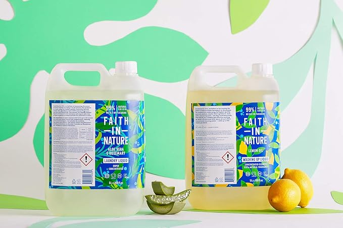 Faith In Nature Natural, Super Concentrated, Laundry Liquid with Aloe Vera and Rosemary Oil, Vegan and Cruelty Free, No SLS, Parabens or Phosphates, 5 L Refill Pack, 5 l (Pack of 1)