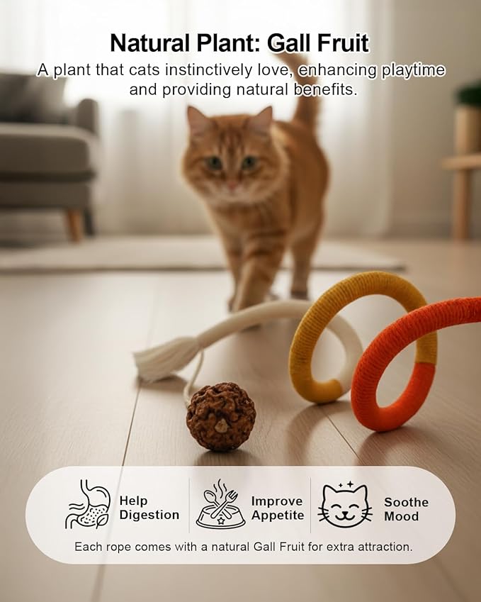 Natural Catnip Chew Rope for Cats – Pack of 3 (27 Inches Each) | Includes Refillable Catnip Pouch | Interactive Cat Toys for Indoor Cats & Kittens | Stress Relief, Dental Health & Enrichment Play