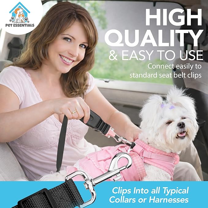 SOL 2pk Dog Seat Belts For Cars UK, 70cm Adjustable Seatbelt Harness Strap for Dogs, Durable Nylon with Secure Clip-On Design, Car Harness for Dogs UK, Snug Fit for Any Breed Size, Easy to Install