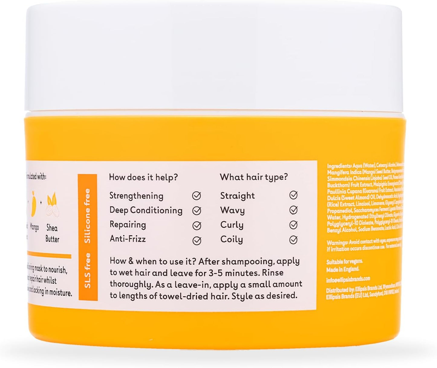 Intense Hydration Hair Mask (200Ml), Anti-Frizz Strengthening Hair Care, Deep Conditioning Treatment Hair Treatment for Dry, Damaged Hair, with Super Fruit Complex, Mango Butter and Shea Butter