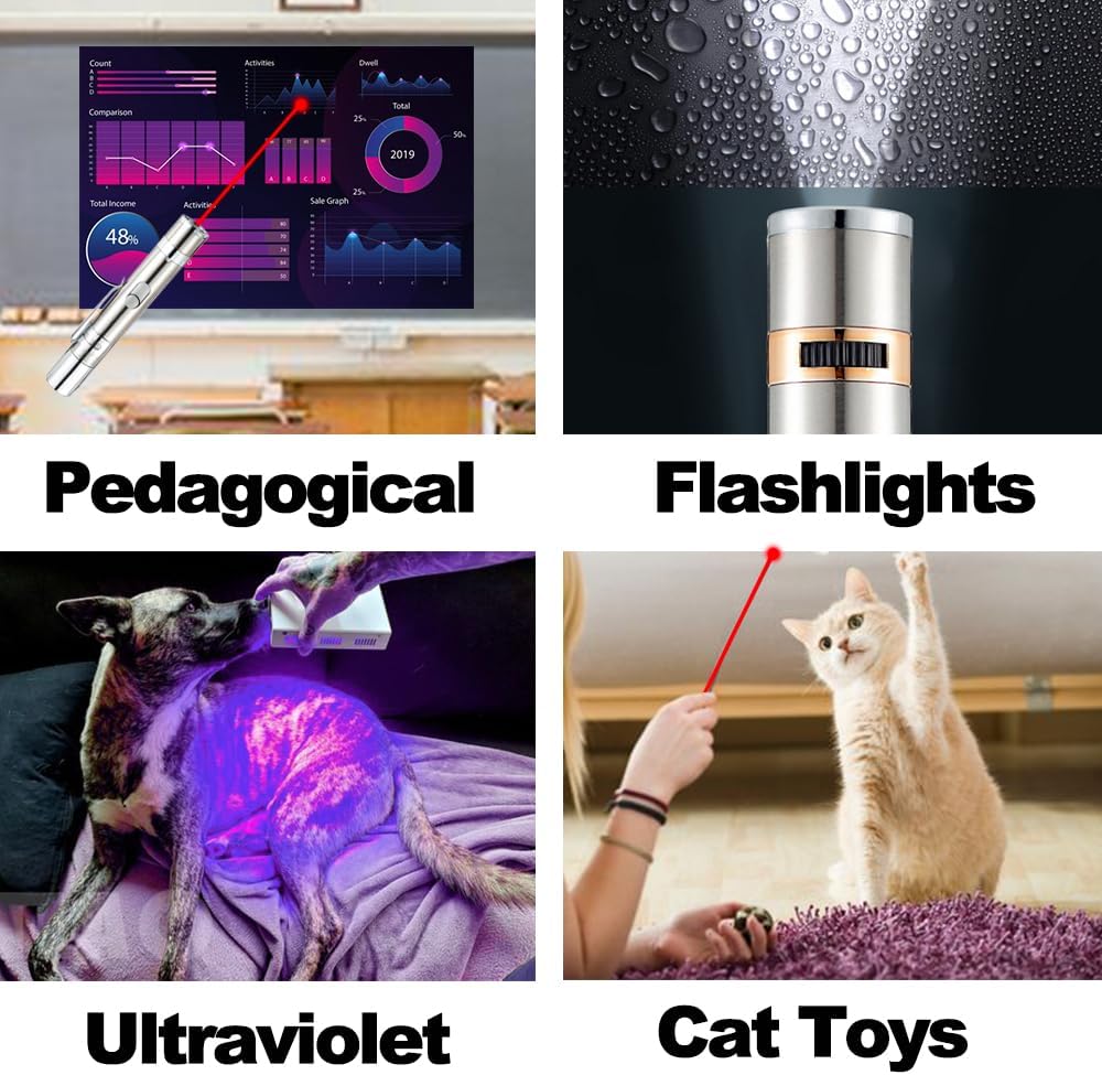 Cat Toys, 7 in 1 Function Red Pointer Interactive Cat Toy, USB Rechargeable LED Cat Light Pen, Cat Toys Interactive for Indoor Cats Dog, Red Dot Kitten Practice Chaser Toys
