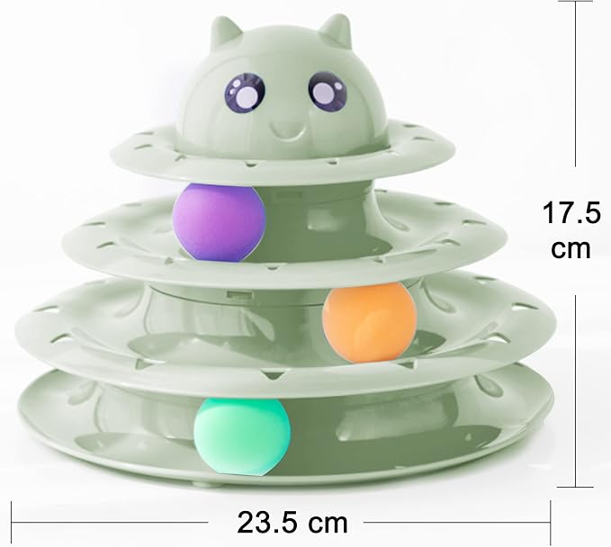 Suhaco 21 Pack Cat Toys for Indoor Cats Interactive Kitten Toy Fun Roller 3 Level Cats Ball Toys with Catnip Ball Self Play Cat Feather Wand Kitty Toy for Boredom (Green)