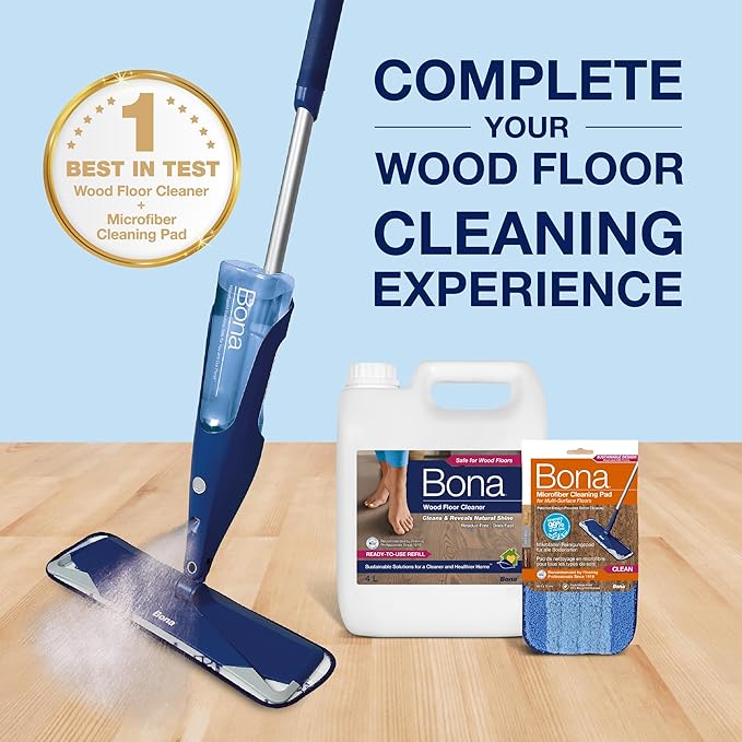 Bona Wood Floor Cleaner Liquid, Residue Free, Streak Free, Suitable for Hardwood, Solid Wood, and Engineered Wood Floors, 4 Litre