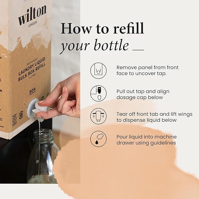 Wilton London Cedarwood Laundry Liquid Refill - 112 Washes - Non-Bio - Plant-based - Biodegradable Detergent - 100% Recylable - Less Plastic - Essential Oils - Make in UK - 4L