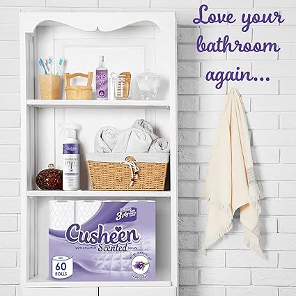Cusheen by Splesh Toilet Roll Bulk Buy - Pack of 48 Rolls (2 x 24 packs) Quilted White 3 Ply Shea Butter Fragrance Toilet Rolls
