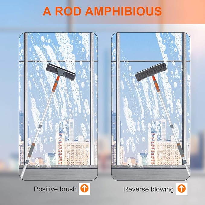 Professional Window Squeegee Cleaner, Equipment Kit Shower Squeegee 158cm Telescopic Window Washing Equipment with Bendable Head,and Aluminium Cleaning Tools for Indoor/Outdoor High Window