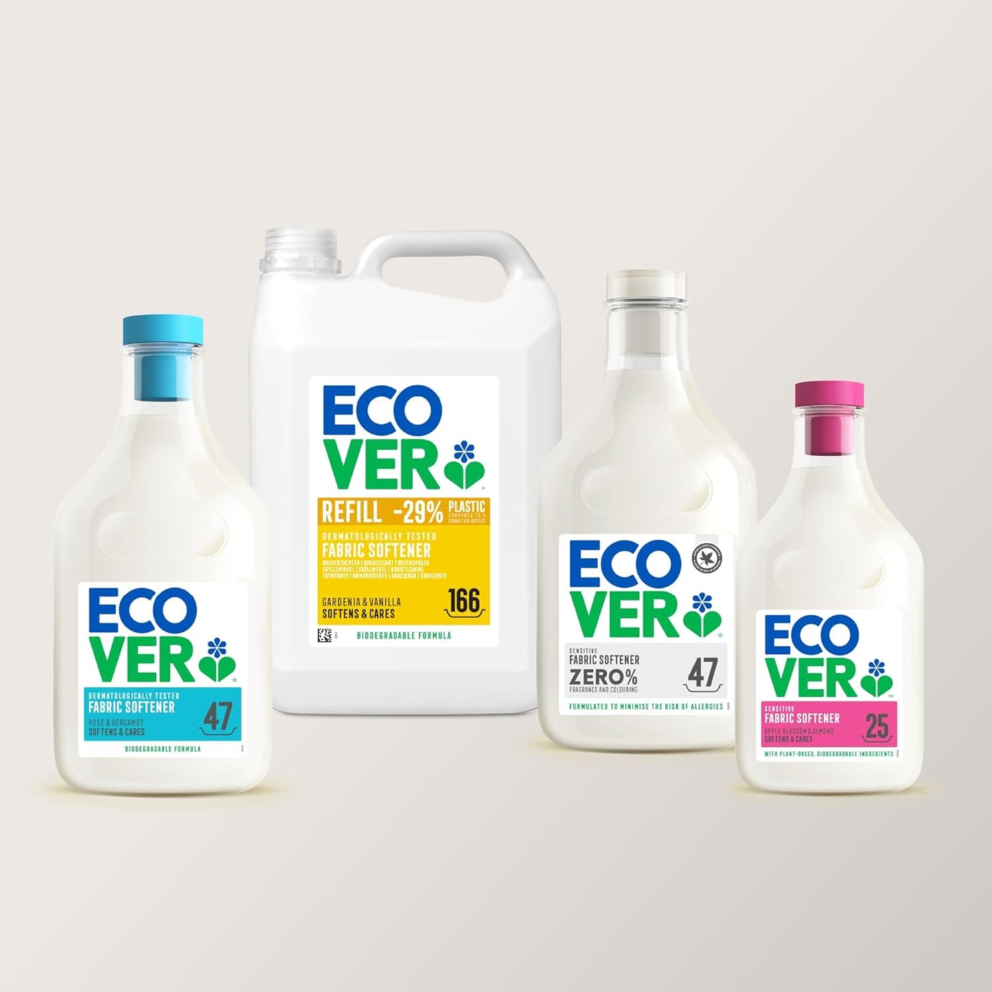 Ecover Fabric Softener Refill, Fabric Conditioner to Soften Your Clothes, Fresh Apple Blossom & Almond Scent 1 x 166 Washes, 1 x 5L