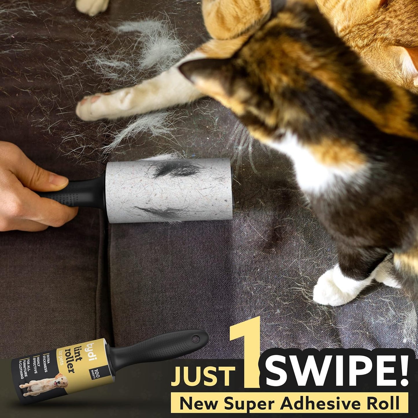 Tydi Pet Lint Rollers - 500 Sheets of Lint Roller Refills & 2 Handles - 100 Sheets per Sticky Clothes Roller - Lint Rollers for Pet Hair - Reusable Lint Roller for Clothes - Fluff Remover for Clothes