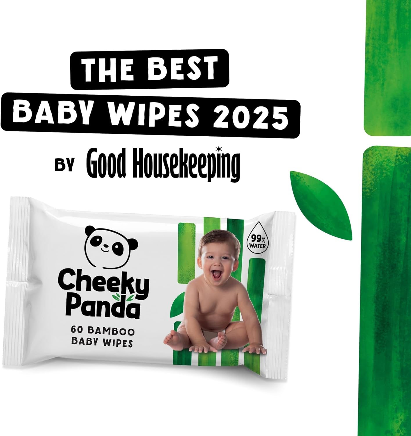 The Cheeky Panda Bamboo Baby Wipes β 99% Purified Water, Biodegradable & Plastic Free | Dermatologically Tested | Gentle for Newborn & Sensitive Skin