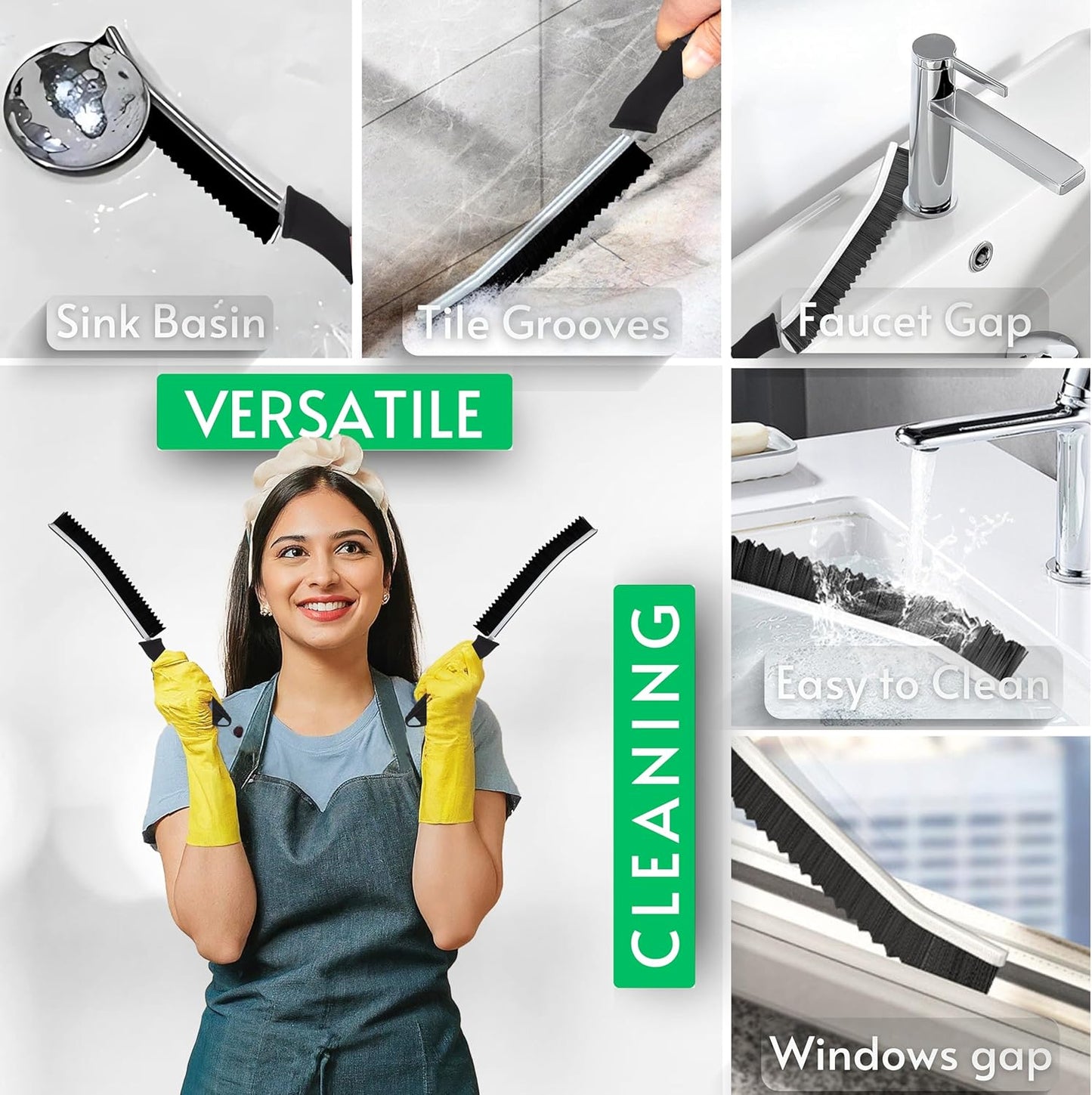 JOHN ELIA Crevice Cleaning Brush UK 3 Pcs Multifunctional Bathroom Cleaning Brushes For Small Spaces With Long Magic Brush Cleaner Grout Cleaner Brush - Groove Gaps Cleaning Brush - Cleaning Tool