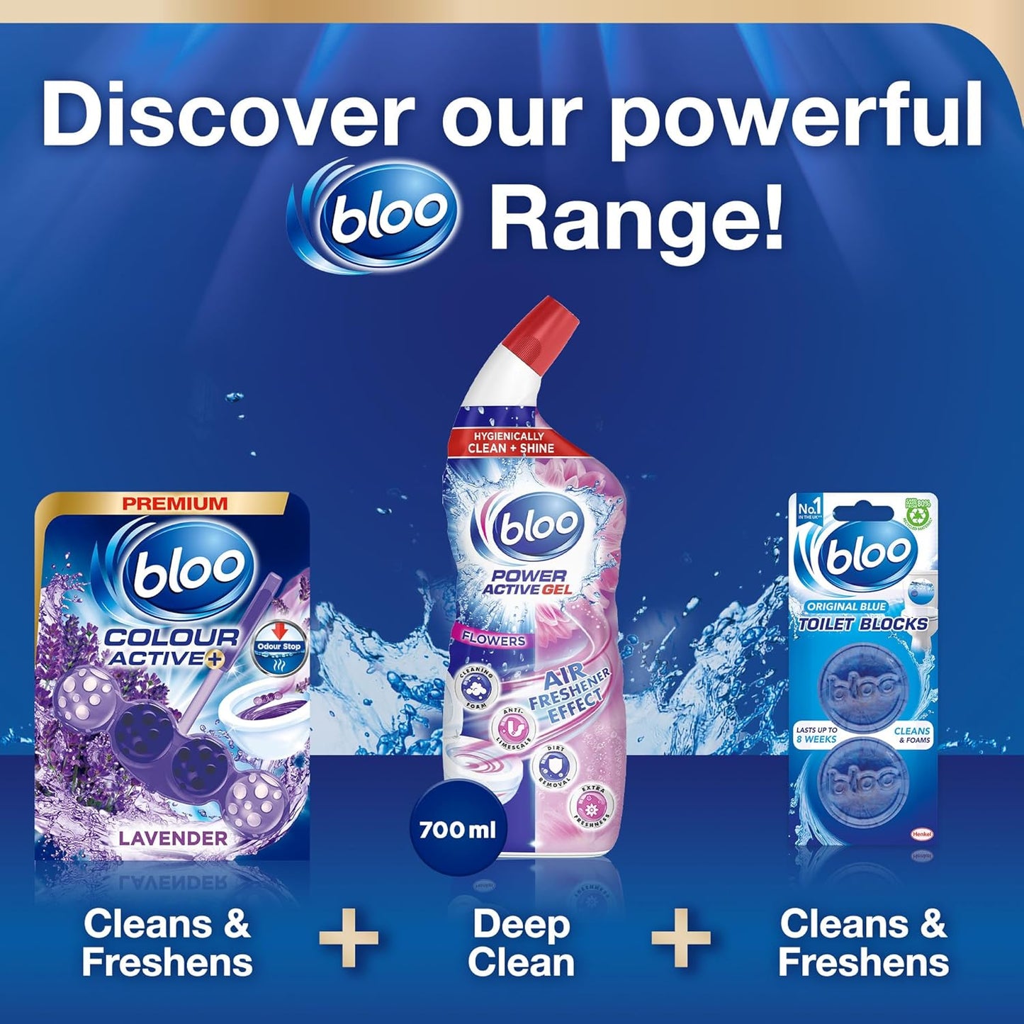 Bloo Colour Active Toilet Rim Block Lavender with Anti-Limescale, Cleaning Foam, Dirt Protection and Extra Freshness - 2 x Rimblocks, purple