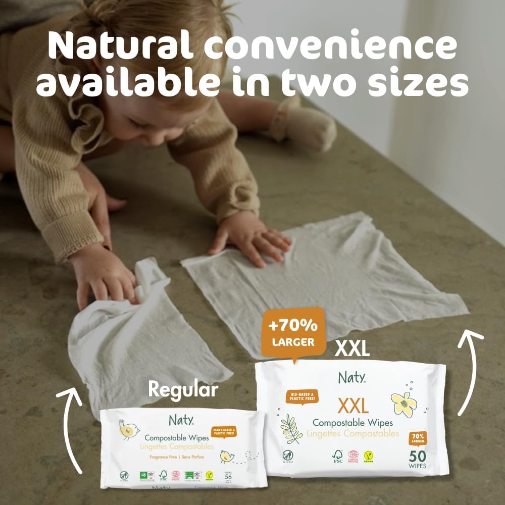 Naty Baby Water Wipes 672 Pack (12 x 56) – 98% Purified Water, Fragrance Free, Plastic Free & Compostable | Gentle for Newborn & Sensitive Skin | Eco Friendly Baby Wipes UK