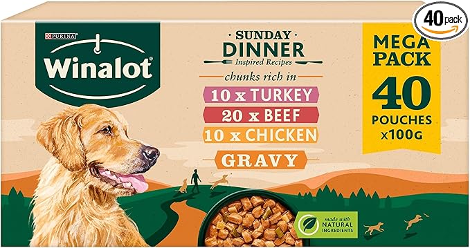 WINALOT Sunday Dinner Mixed in Gravy Wet Dog Food Pouches 40x100g