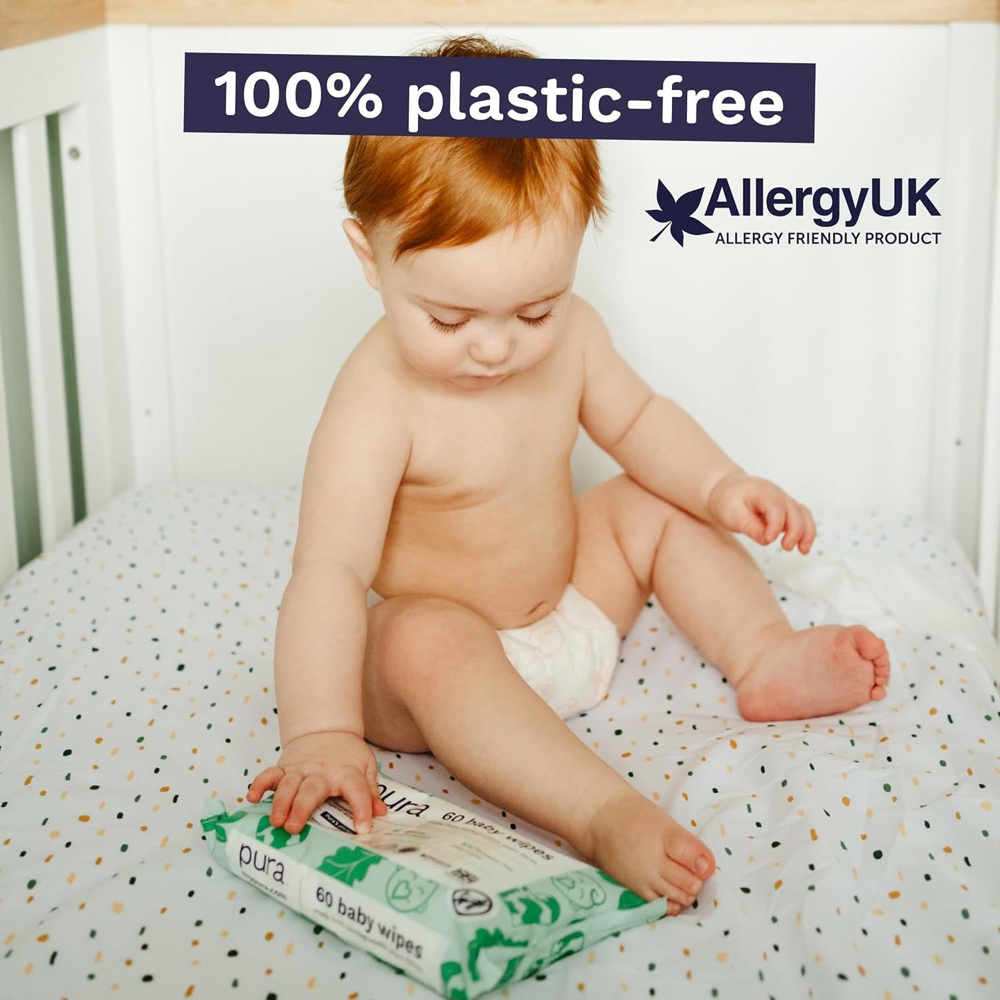 Eco Friendly Baby Water Wipes – 99% Water, 100% Plastic Free, Biodegradable & Compostable | Vegan, Fragrance Free, Suitable for Sensitive, Eczema Prone & Newborn Skin | 60 Pack