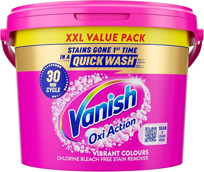 Vanish OxiAction Fabric Stain Remover Powder, 2.4kg Bucket, Pack 1