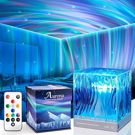 Sensory Lights Northern Lights Projector, 18-Color Aurora Light Projector Birthday Gifts for Her Decorations, Remote Control Timer Galaxy Projector Led Lights for Bedroom Gifts for Women