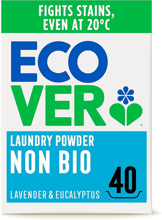 Ecover Non-Bio Laundry Detergent Powder, Laundry Washing Detergent, Fresh Lavender and Eucalyptus Scent, 1 x 40 Washes, 1 x 3 kg,