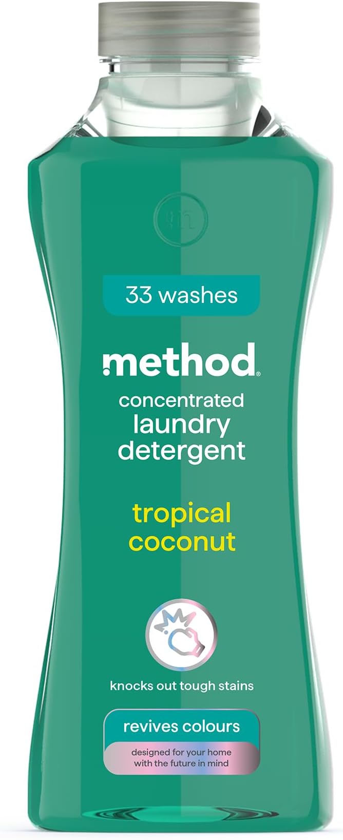 method Concentrated Laundry Detergent, Washing Liquid Fresh Tropical Coconut Scent, 1 x 33 Washes, 1 x 990ml