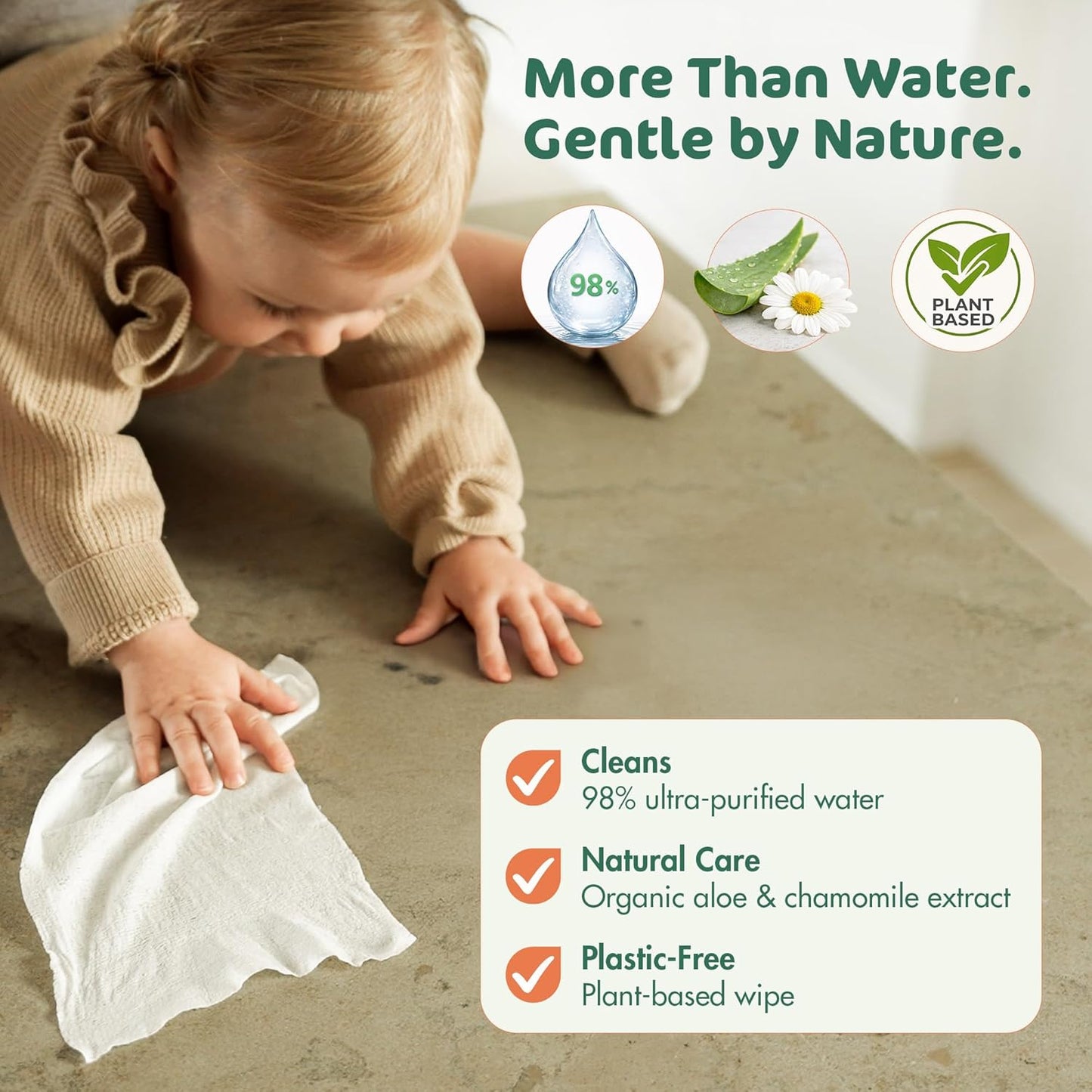 Naty Baby Water Wipes 672 Pack (12 x 56) – 98% Purified Water, Fragrance Free, Plastic Free & Compostable | Gentle for Newborn & Sensitive Skin | Eco Friendly Baby Wipes UK