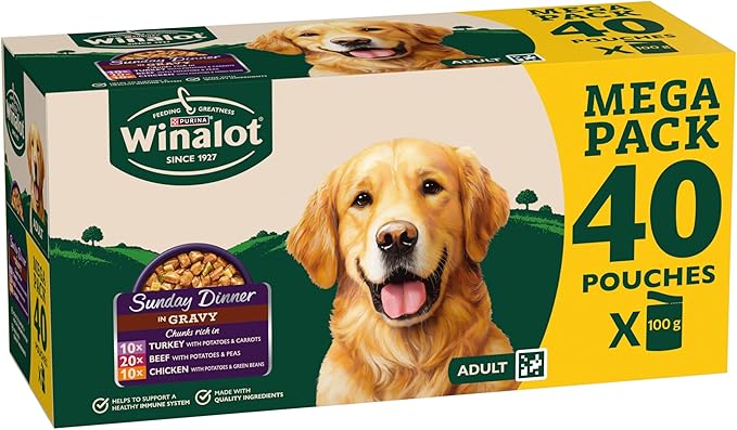 WINALOT Sunday Dinner Mixed in Gravy Wet Dog Food Pouches 40x100g