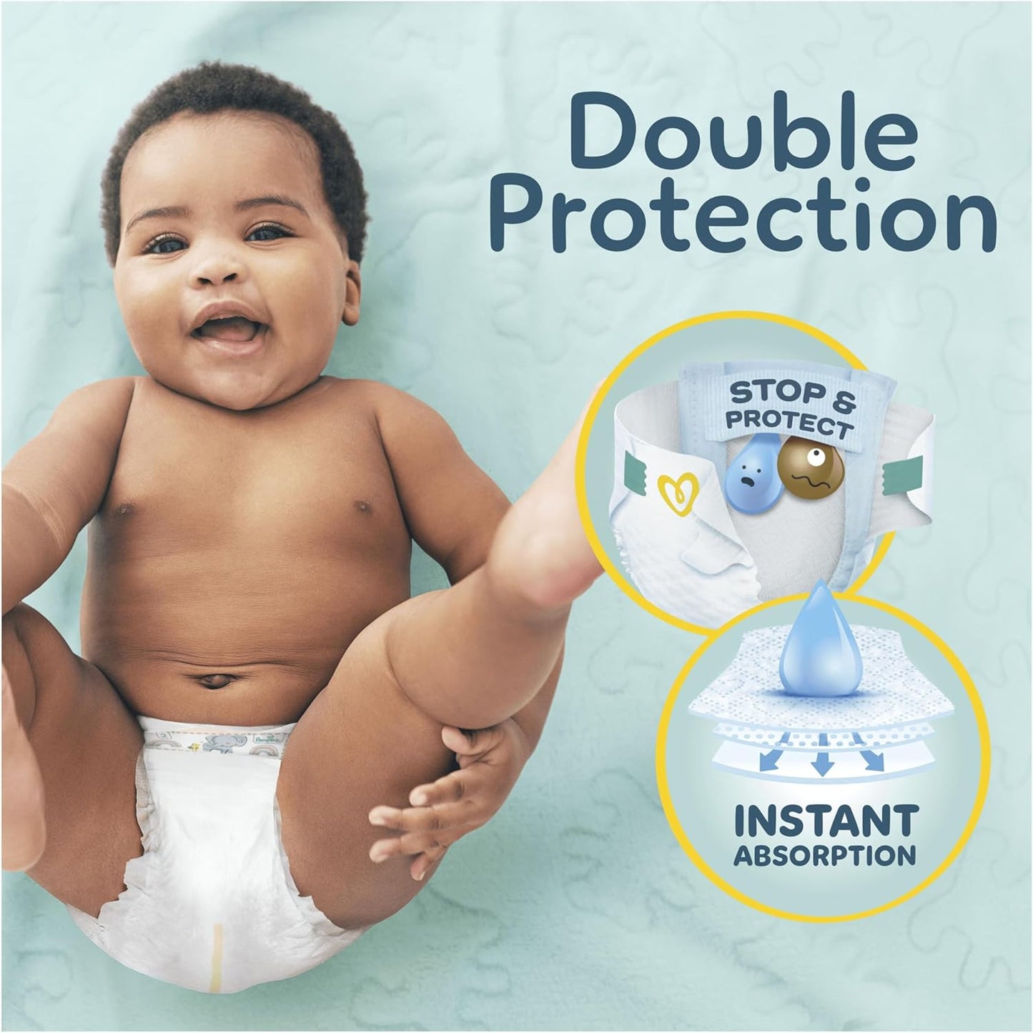 Pampers Premium Protection New Baby Nappies Size 1 (2kg–5kg) – 180 Count Monthly Pack | Approved by British Skin Foundation | Ultra Soft & Gentle for Newborn Skin