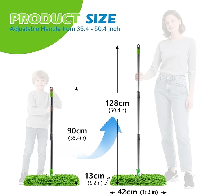 Masthome Flat Mop for Floor Cleaning, Double-Sided Dust Floor Mops with 4 Reusable Washable Pads, 125cm Stainless Steel Handle Microfiber Mop for Hardwood, Laminate, Vinyl, Tile Floors