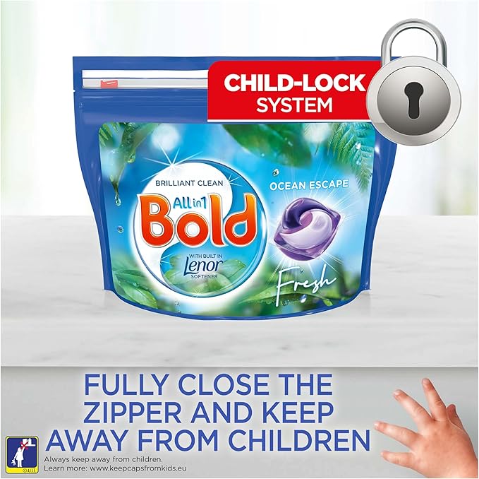 Bold All-in-1 PODS, Washing Liquid Detergent Tablets / Capsules 128 Washes (64X2) Ocean Escape, Washing Detergent For Brilliant Cleaning With Built-In Fabric Softener