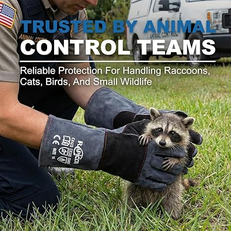 RAPICCA Animal Handling Gloves Bite Proof Reinforced Leather Padding Dog,Cat Scratch,Bird Handling Falcon Gloves Grabbing,Reptile Squirrel Snake Bite 16in/40cm