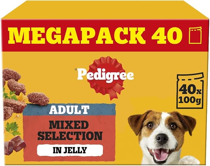 PEDIGREE Adult Dog Food Pouches Mixed Selection in Jelly 40 x 100 g Mega Pack