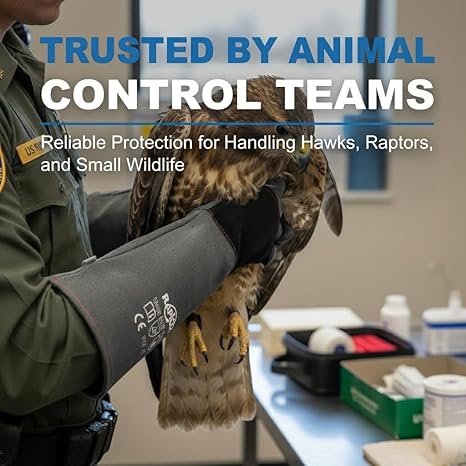 RAPICCA Animal Handling Gloves Bite Proof Reinforced Leather Padding Dog,Cat Scratch,Bird Handling Falcon Gloves Grabbing,Reptile Squirrel Snake Bite 16in/40cm