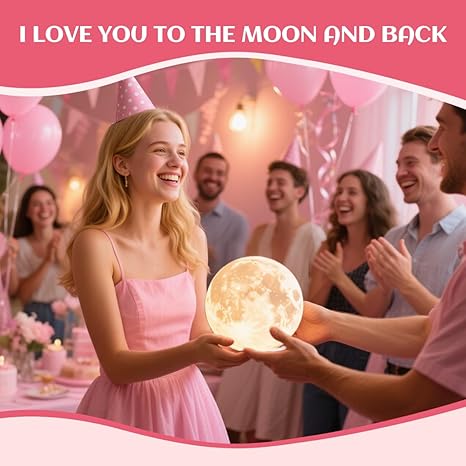 ACED Moon Lamp Upgrade 128 Colors, 3D Printing Night Light with Wooden Stand Remote & Touch Control and USB Rechargeable Gift for Her Him Kids Women Men Birthday