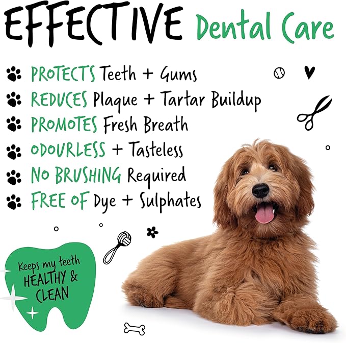 BUGALUGS Dog Breath Freshener Dental Care Water Additive. Clean Teeth, Healthy Gums & Fresh Breath - Natural Dog plaque remover & tartar remover for teeth - No Brushing Needed 500ml